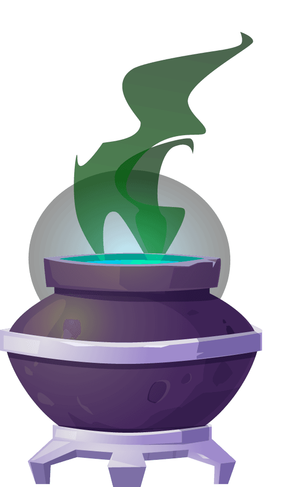 potion potion magic halloween stuff witch cauldron staff with bird skull burning candles