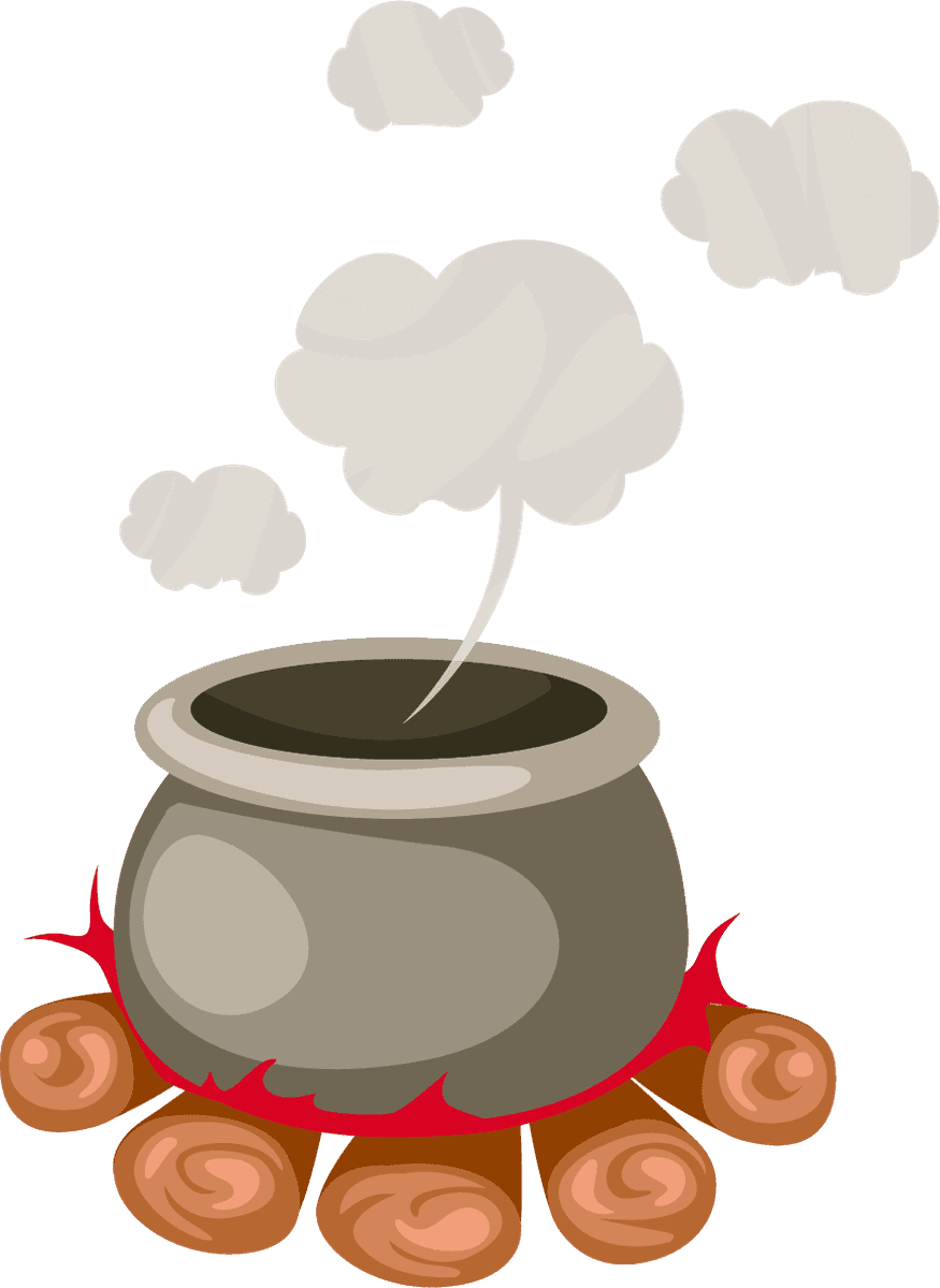 potion cute cartoon fairy tale cauldron bubbling with magical steam for enchanting stories