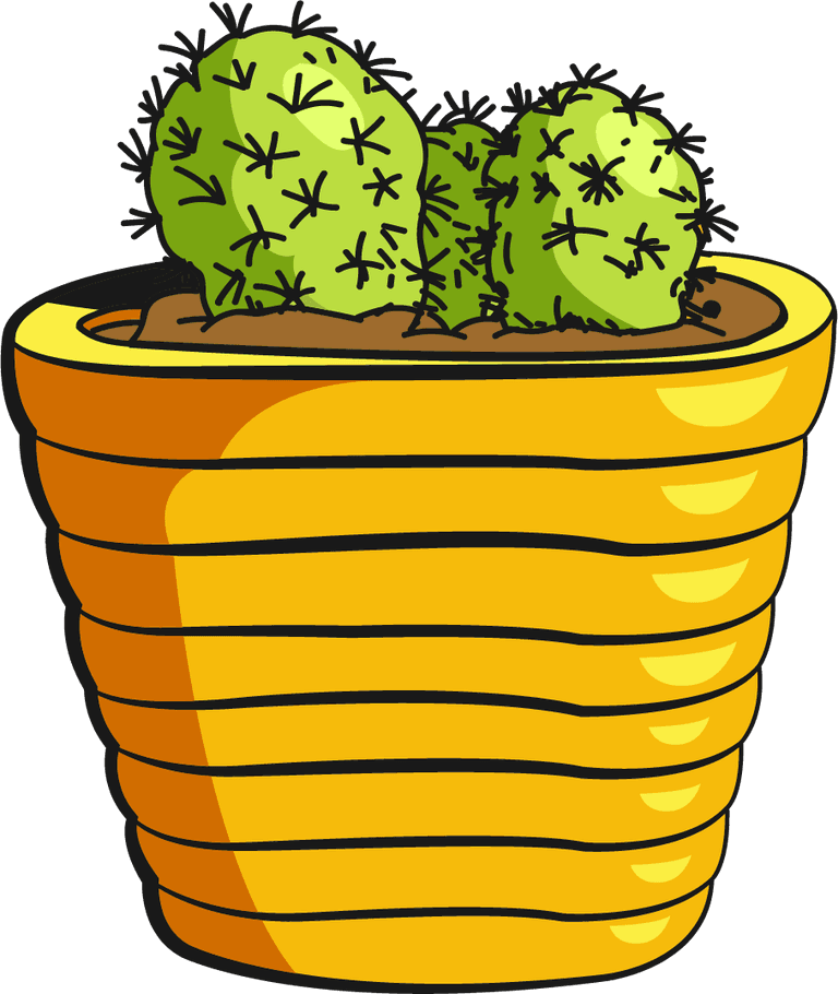 potted cactus decorative icons yellow classic symbols sketch