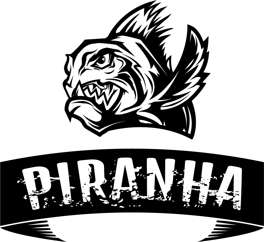 premium piranha logo element illustration with badge and emblem style great for your project