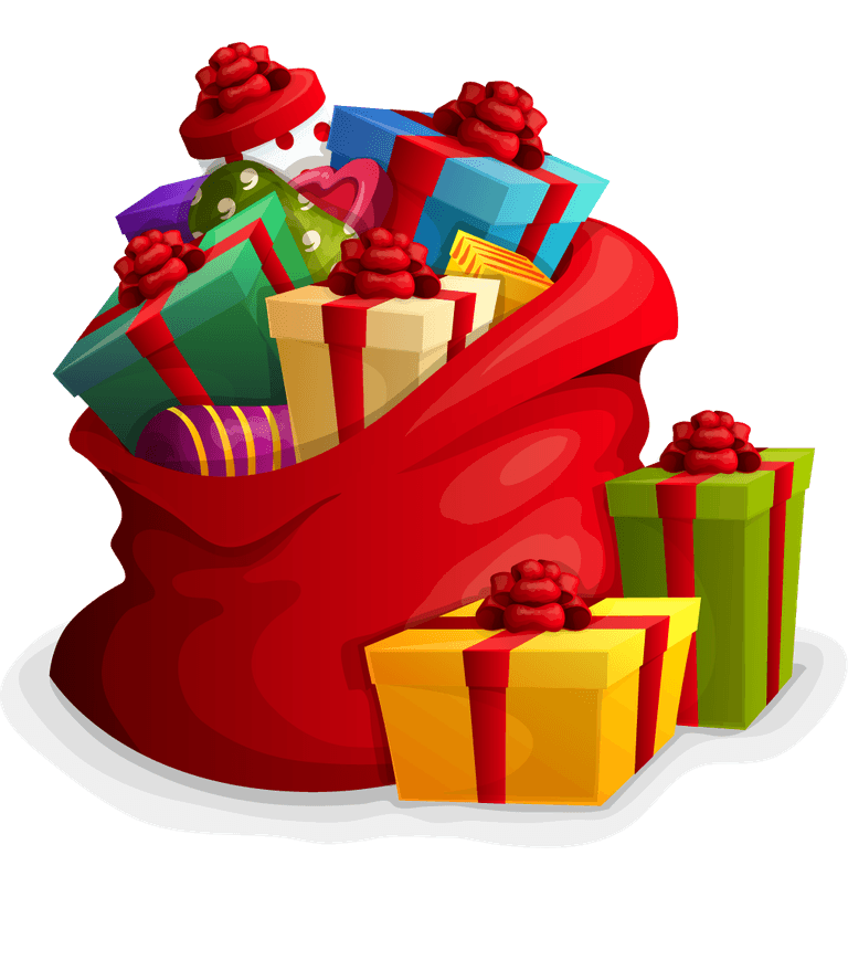 presents christmas elements set featuring colorful gift bags and festive decorations for holiday joy