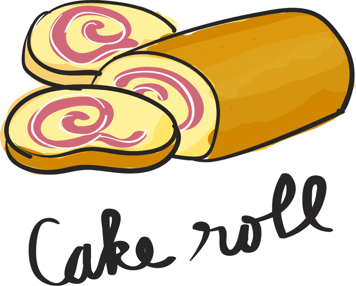 pretgel drawing style food collection featuring delightful cake roll for culinary inspiration