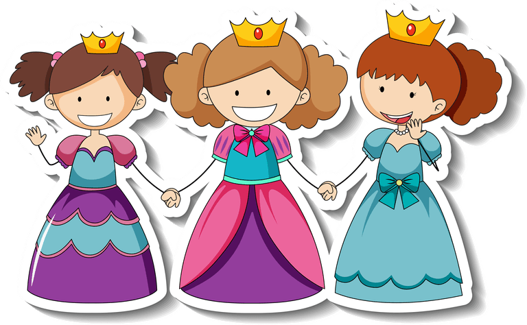 princess sticker set with different fantasy cartoon characters