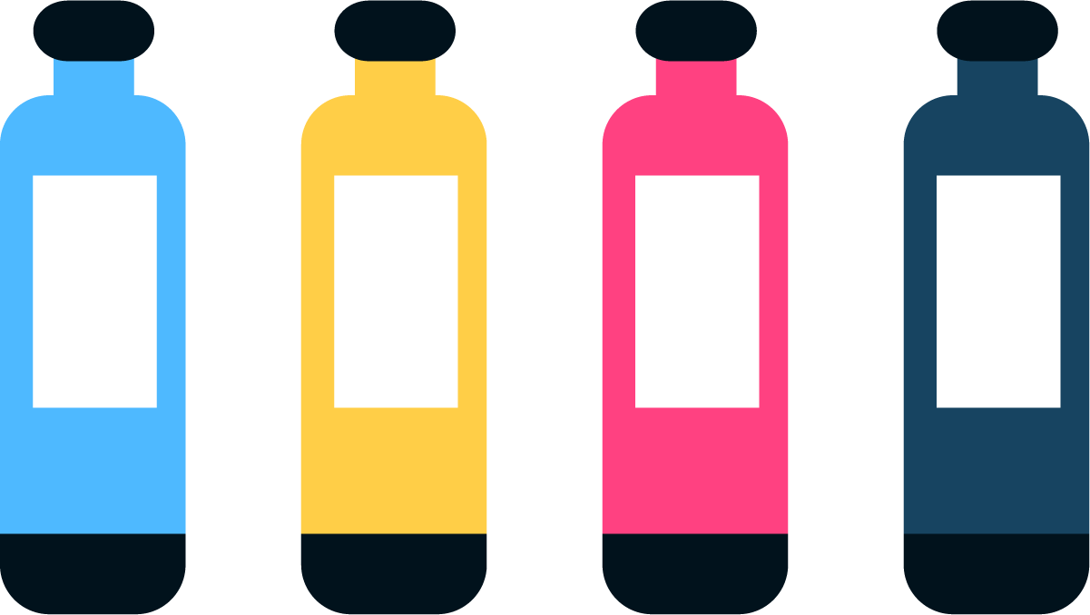 printed signs icons colorful flat shapes