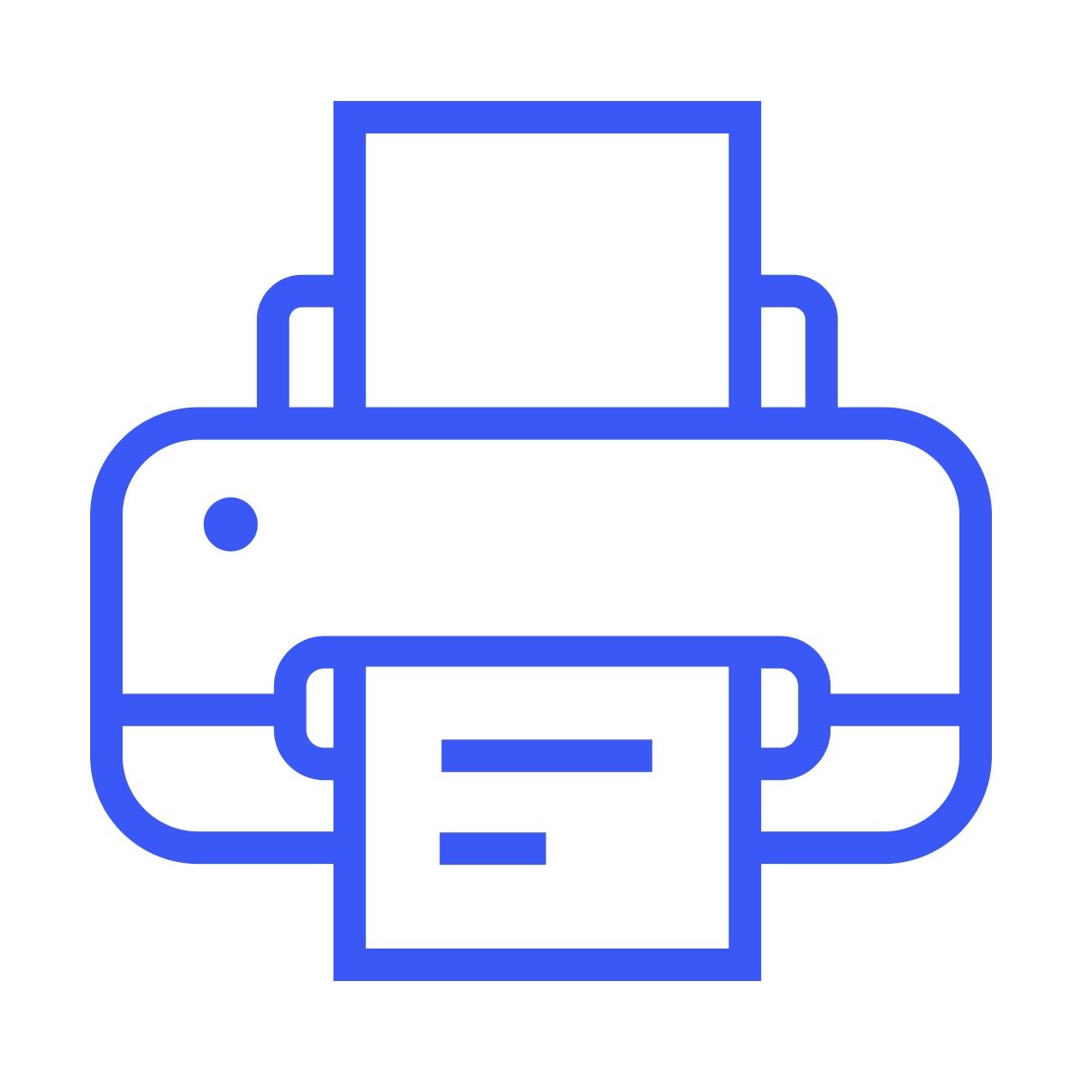 simple outline printer icon for document printing and output in minimalist line art style for ui