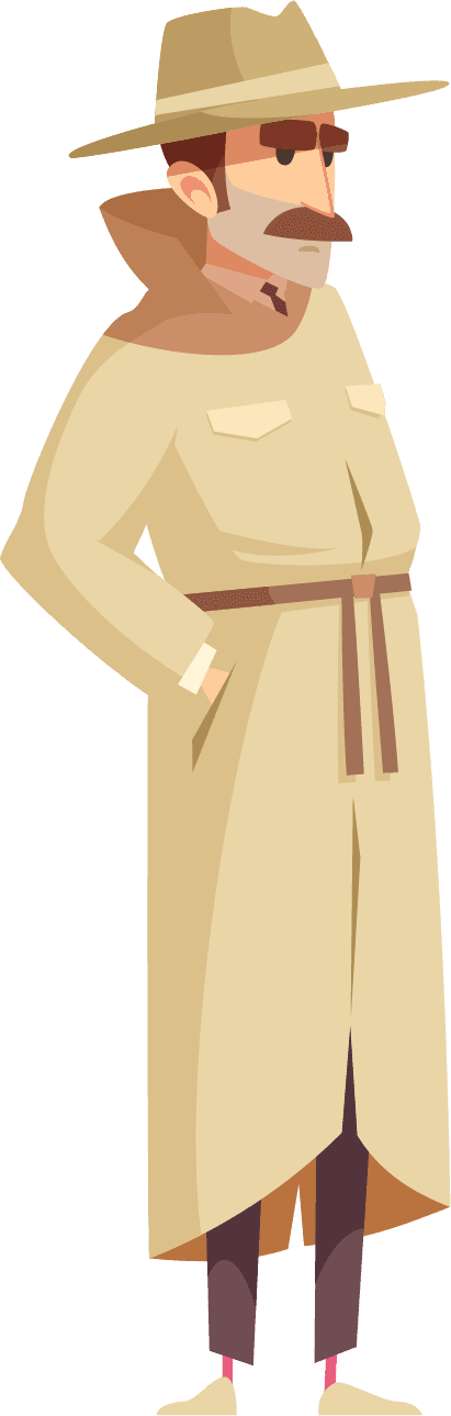 private detective cartoon icons collection featuring stylish sleuths with unique accessories