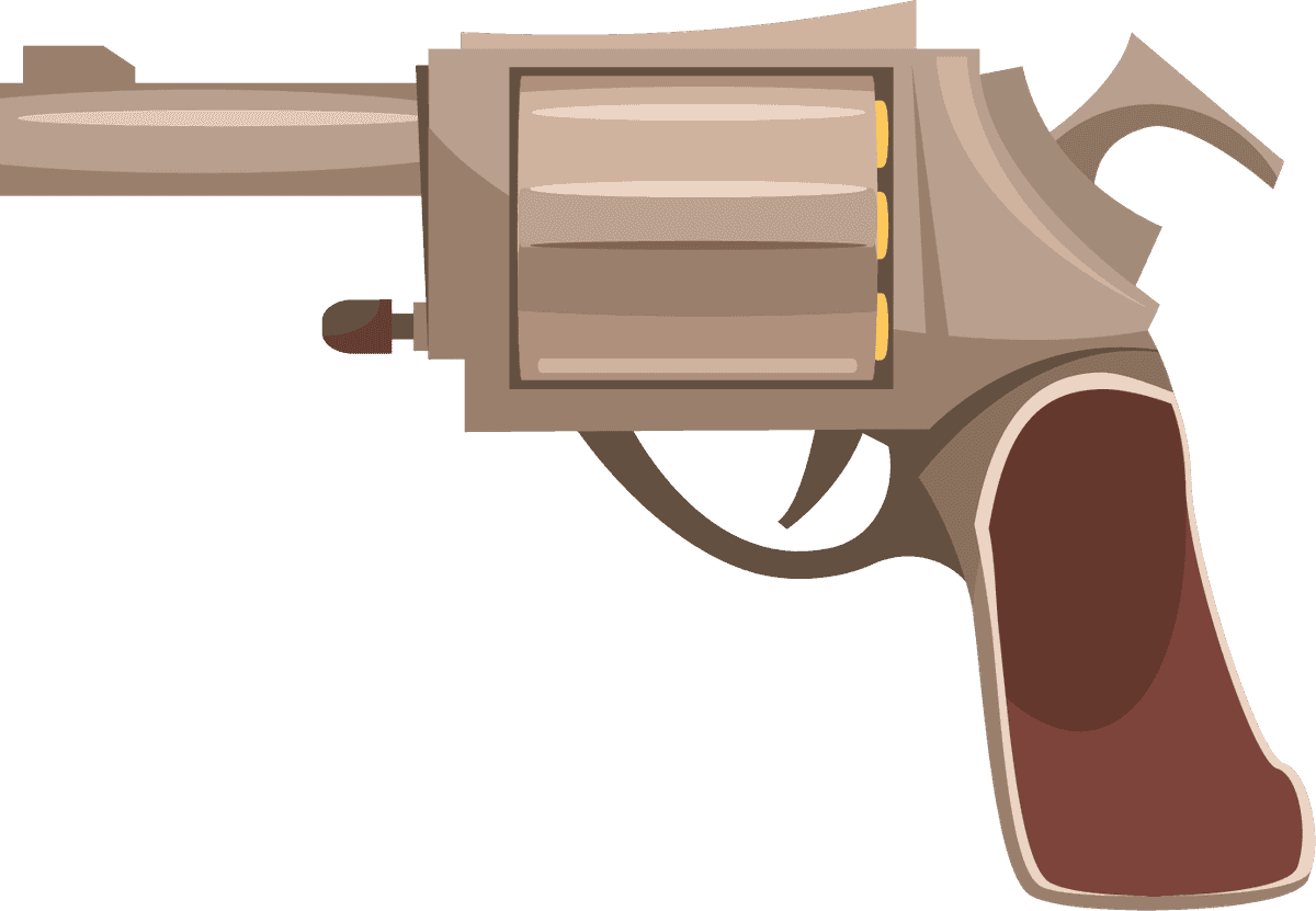 private detective cartoon icons collection featuring classic revolver illustrations for mystery themes