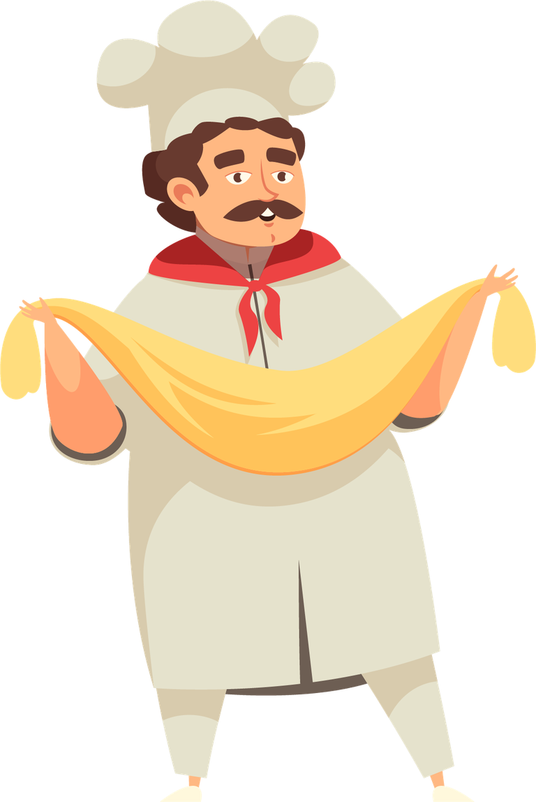 master chef professional cooking illustration of a joyful chef making fresh pasta