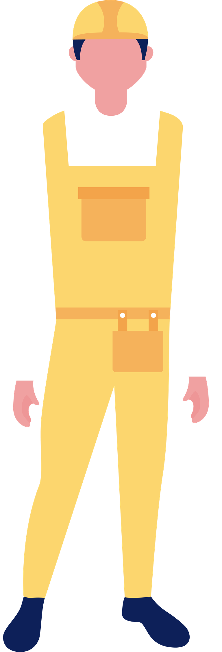 flat standing professional people illustration in construction attire with safety helmet