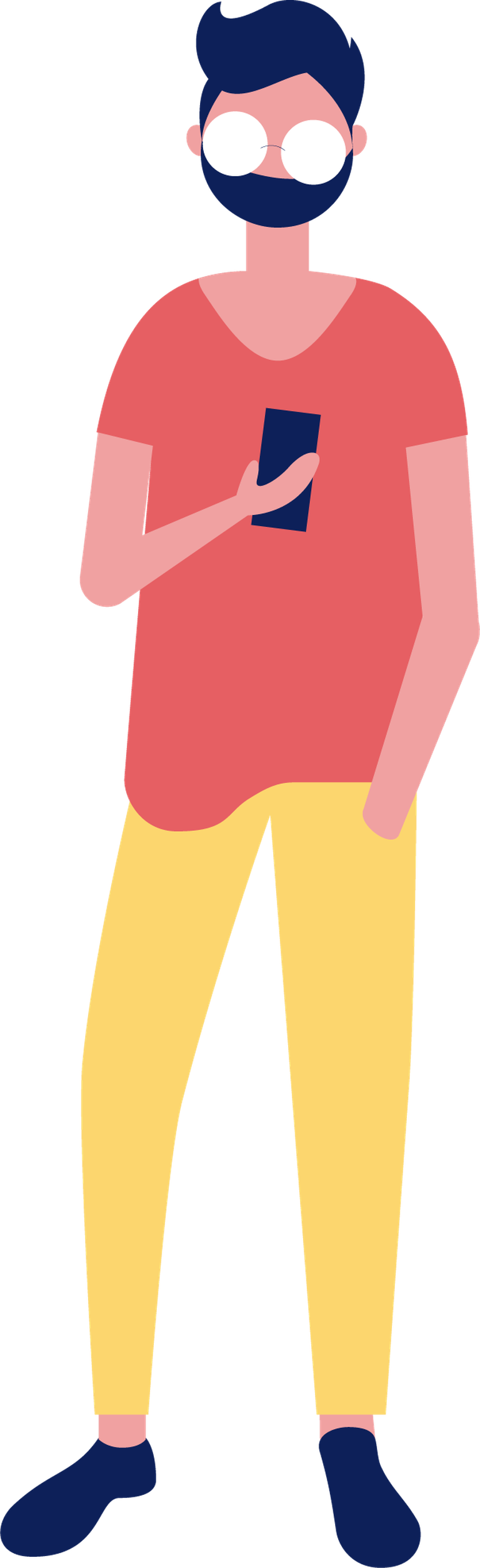 flat standing professional people illustration with smartphone for modern digital communication