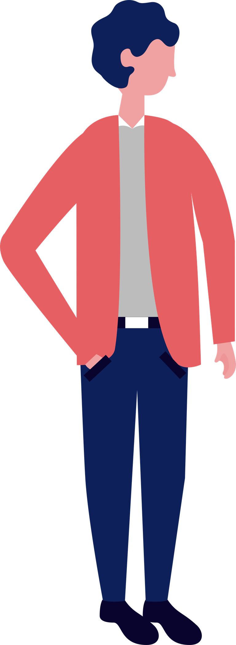 flat standing professional people illustration in stylish attire for business contexts