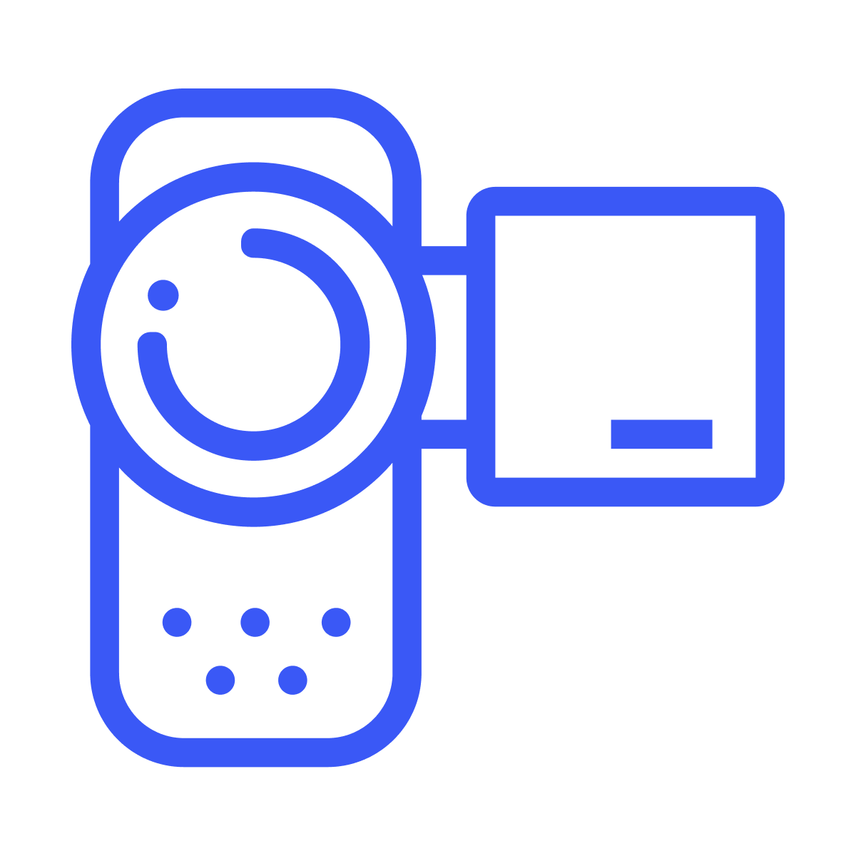 simple outline camcorder icon for video recording and filmmaking in minimalist line art style for ui