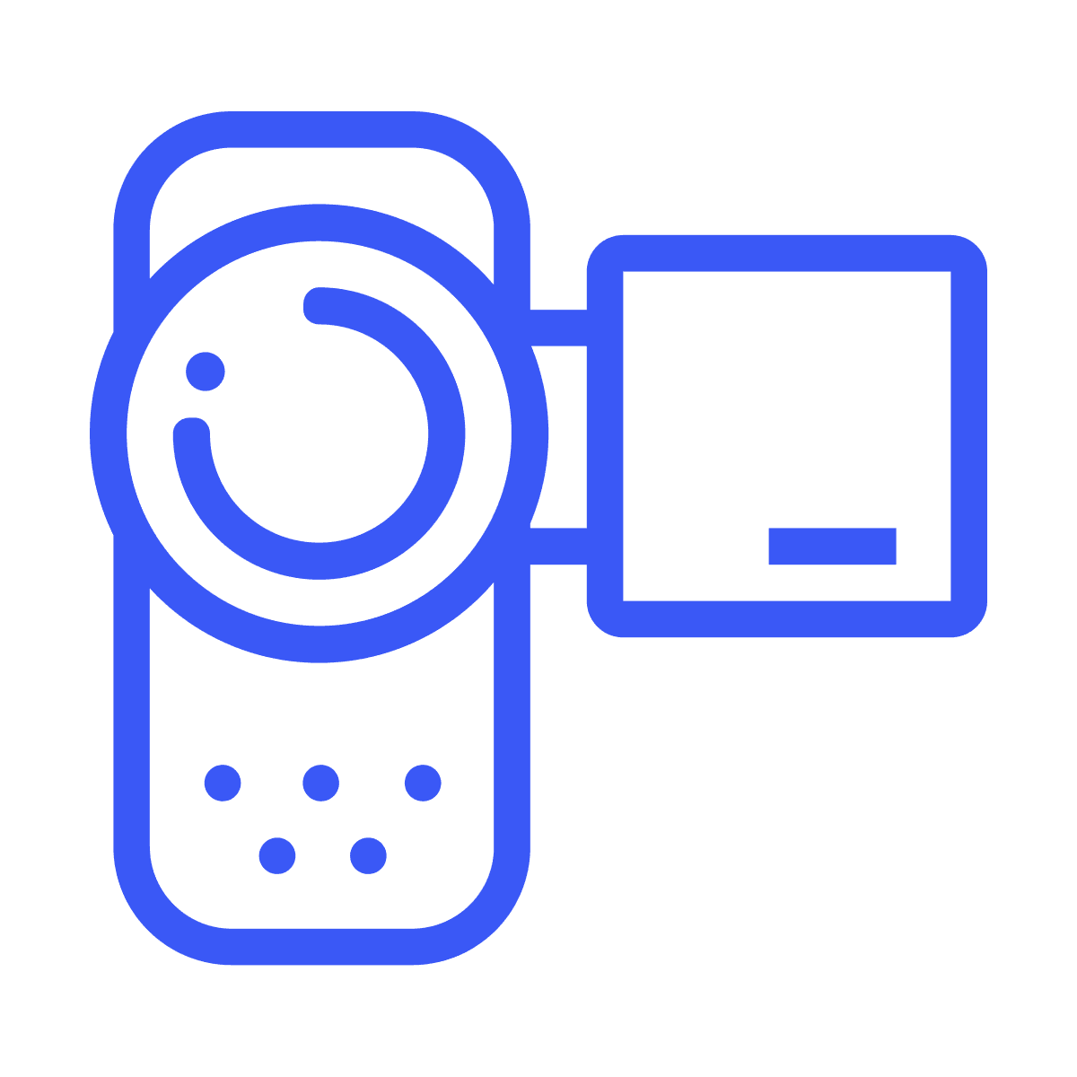 simple outline camcorder icon for video recording and filmmaking in minimalist line art style for ui