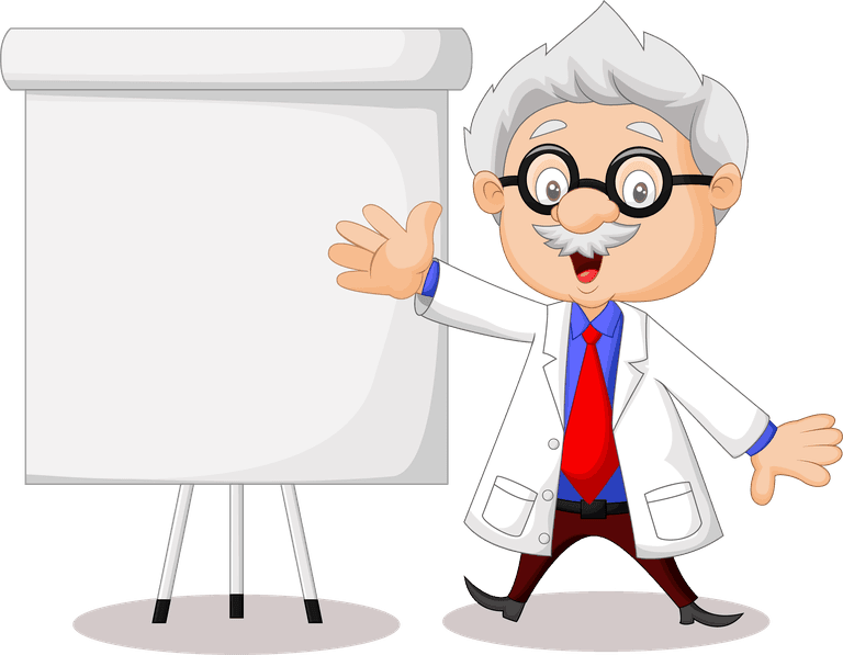 professor cartoon professor collection set featuring an enthusiastic teacher with a blank board