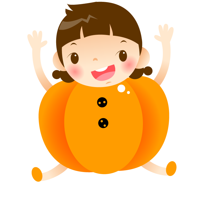 pumpkin girl cute halloween scene vector