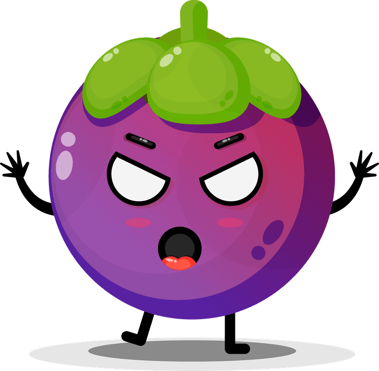 purple cute mangosteen mascot