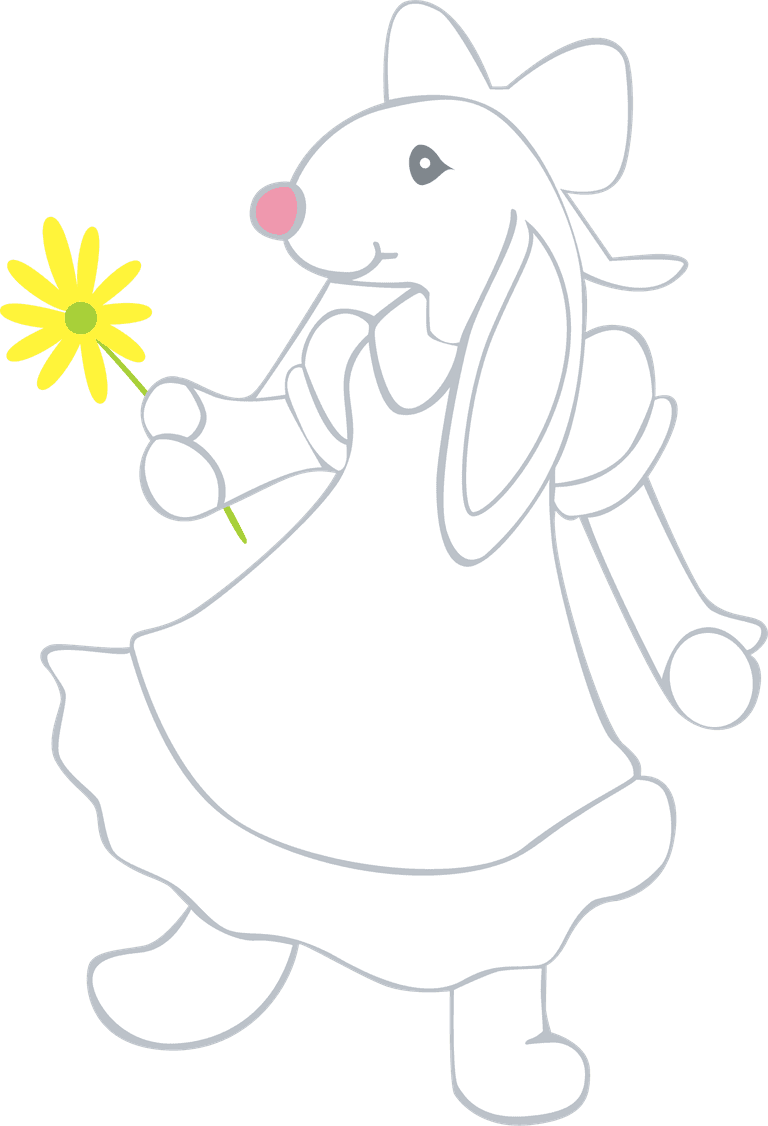 cute rabbit vector with flowers wearing a dress for cheerful designs and projects