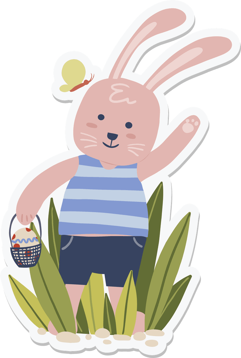 rabbit easter pink bunny stickers for festive celebrations and springtime decor