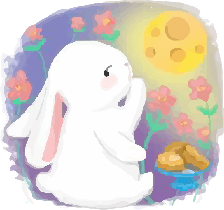 rabbit moon moon cake festival celebration with adorable bunny under a glowing moon