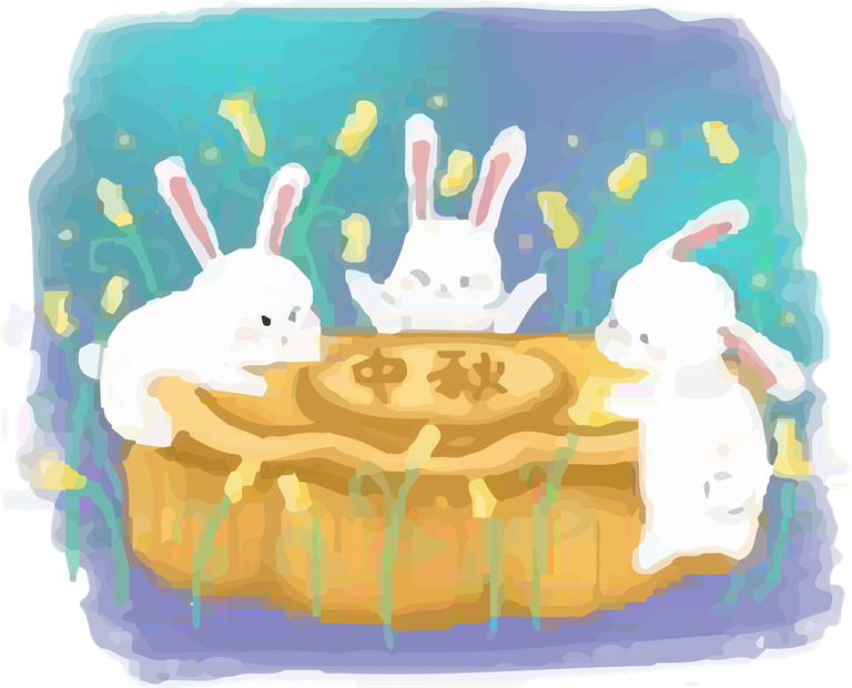 rabbit moon moon cake festival celebration with playful rabbits and festive ambiance