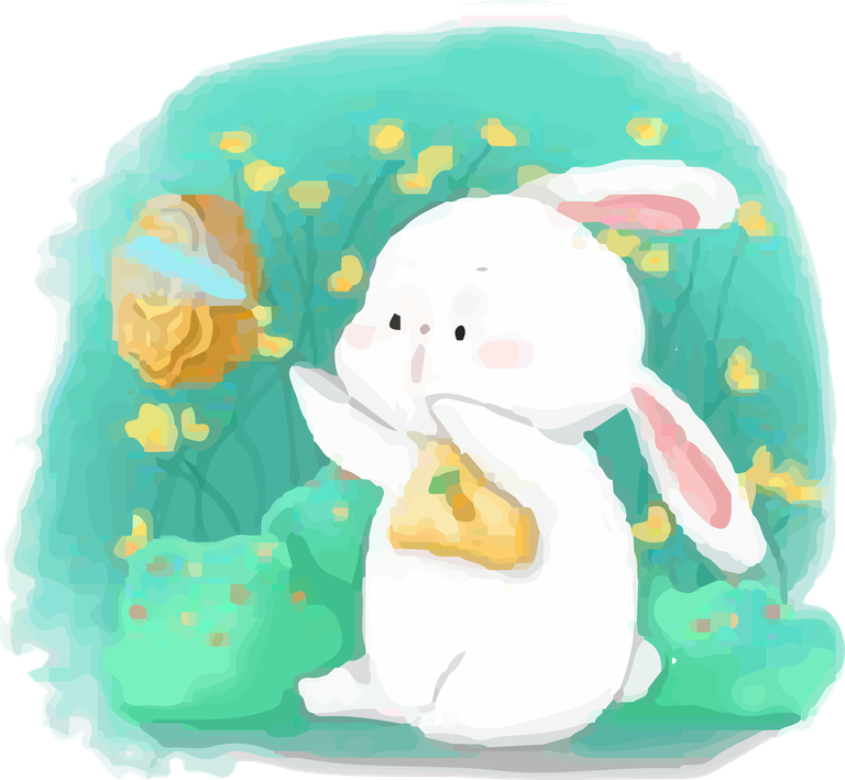 rabbit moon moon cake festival celebration with adorable bunny and vibrant floral background