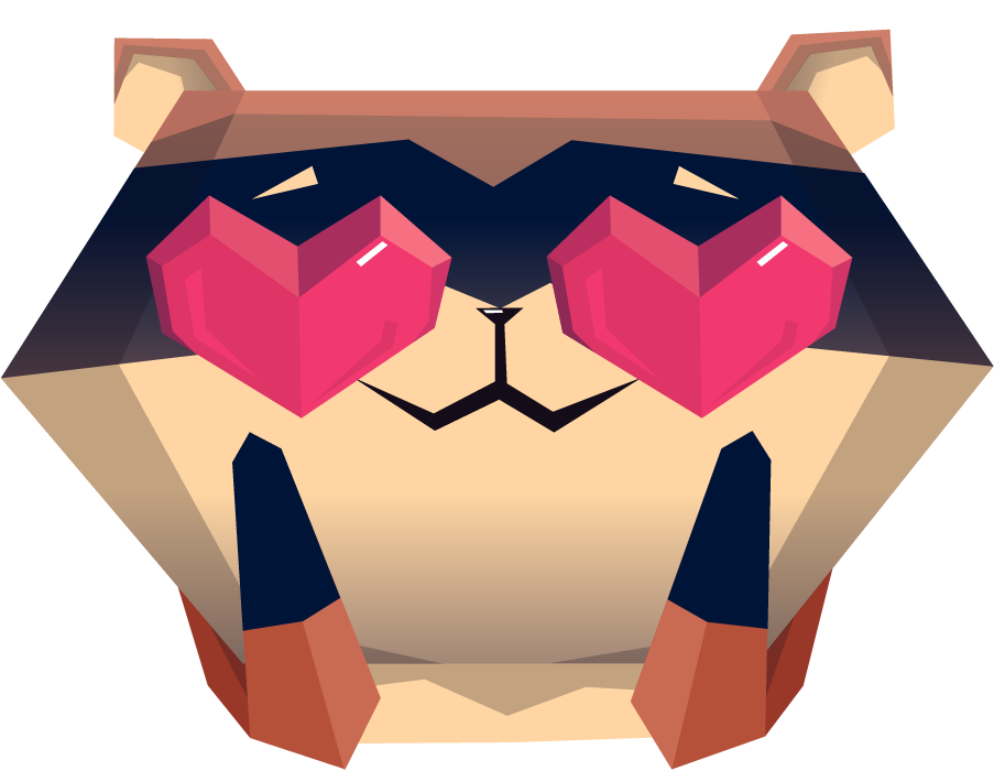 raccoon cartoon character icons big with heart glasses for playful applications