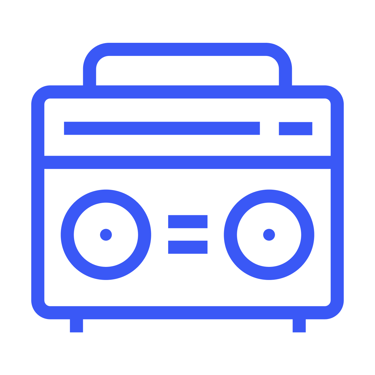 simple outline radio icon with speakers for music and audio broadcasting in minimalist line art style