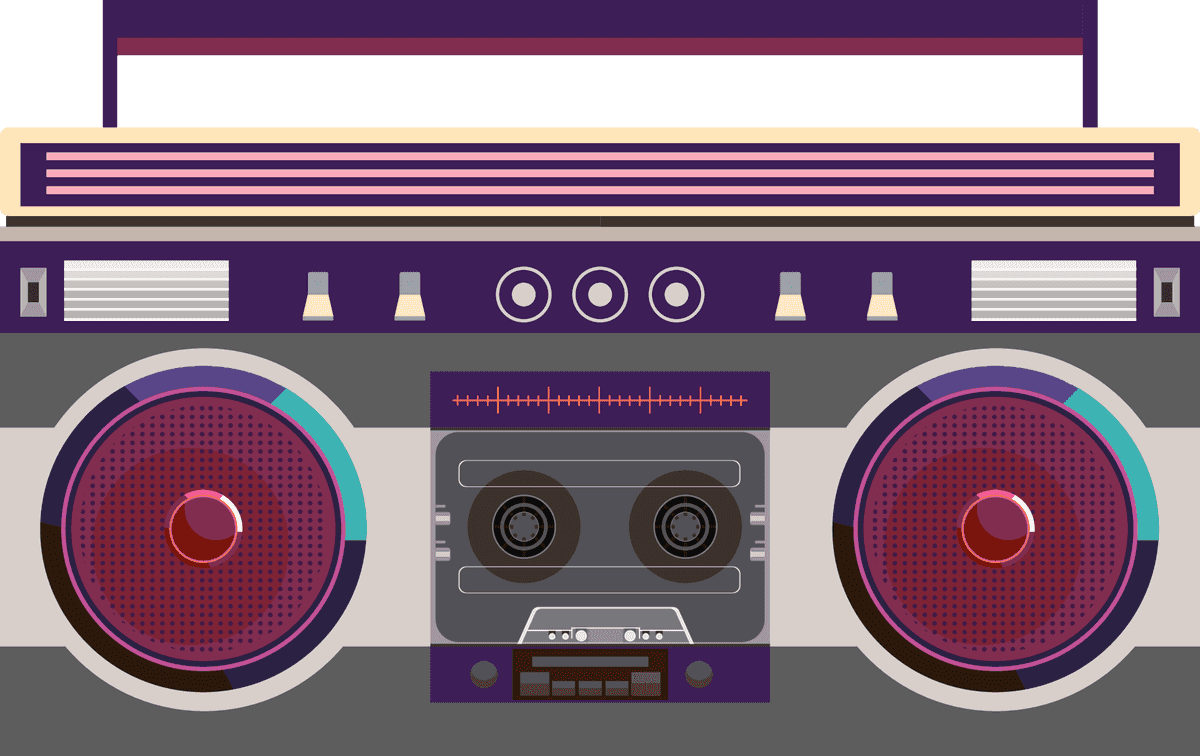 colorful vintage sketch radio icons for music lovers and retro aesthetics