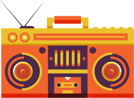 radio icons colorful vintage sketch