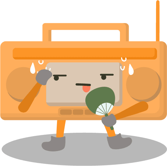 radio transister cartoon characters in various posing
