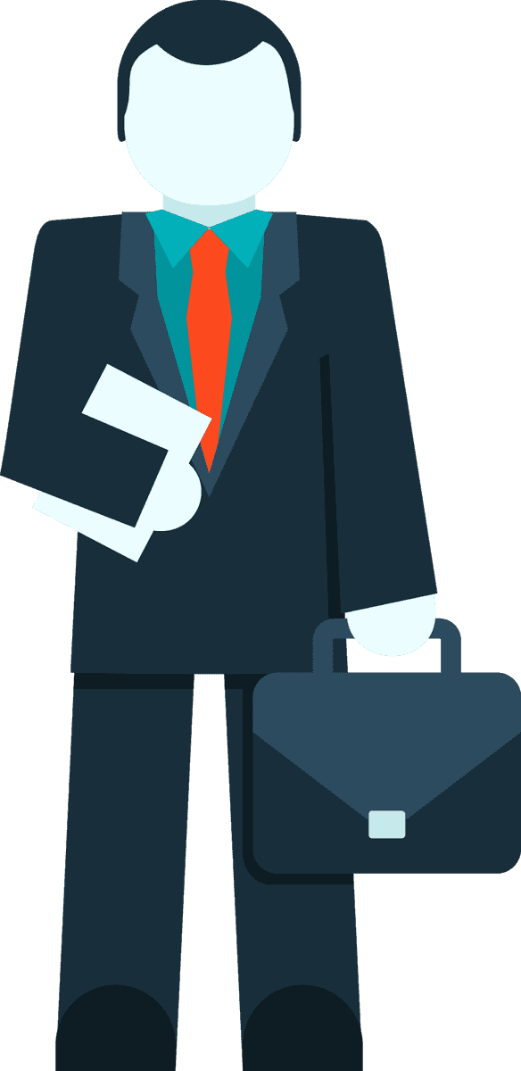 real estate icon flat illustrating a professional agent holding documents and a briefcase