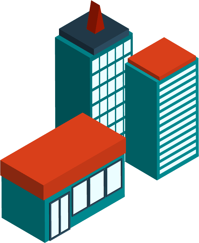 real estate icon isometric buildings with modern architecture and vibrant colors for marketing