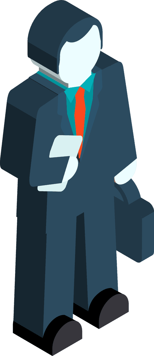 real estate icon isometric professional person in suit with briefcase and tablet