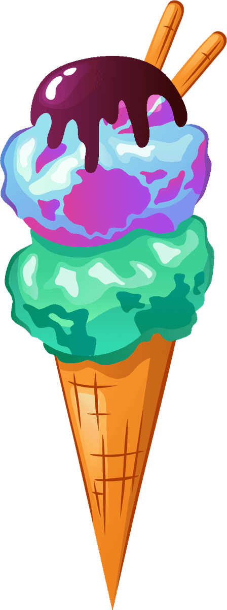 realistic colorful ice cream icon with vibrant scoops and a delicious topping for summer delights