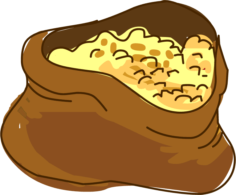 realistic food element food pyramid featuring a bag of healthy grains for nutrition