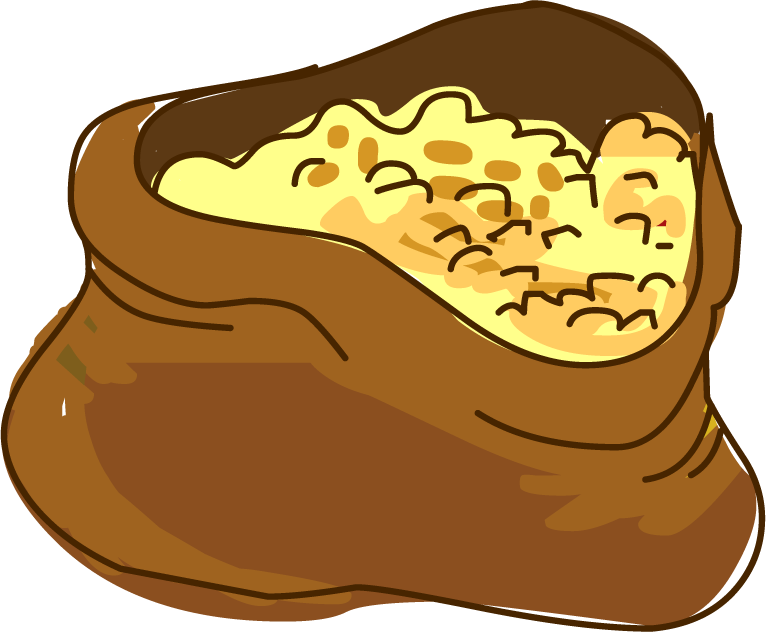 realistic food element food pyramid featuring a bag of healthy grains for nutrition