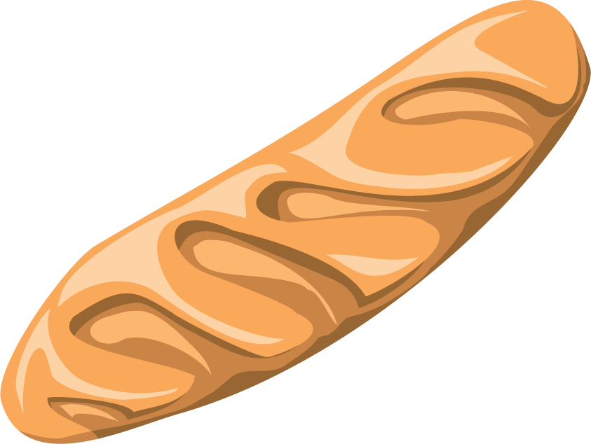 realistic food element food pyramid featuring a freshly baked bread loaf