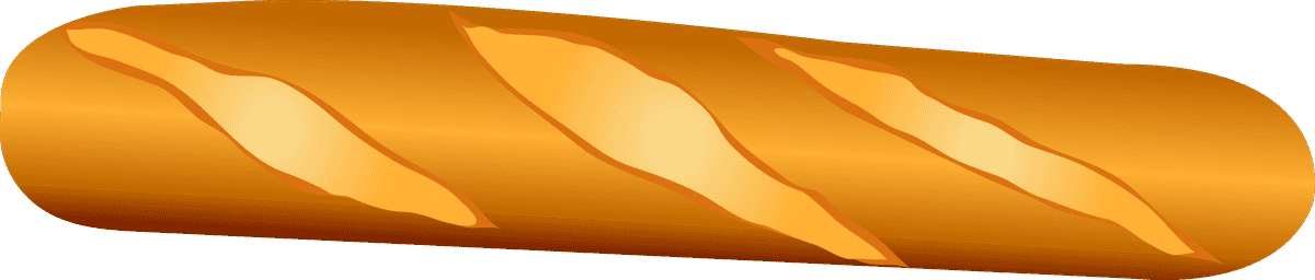 realistic food element illustration of a freshly baked baguette for culinary presentations