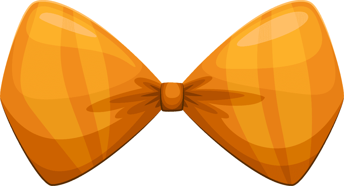 realistic gift ribbon bow illustration in vibrant orange for special occasions and celebrations