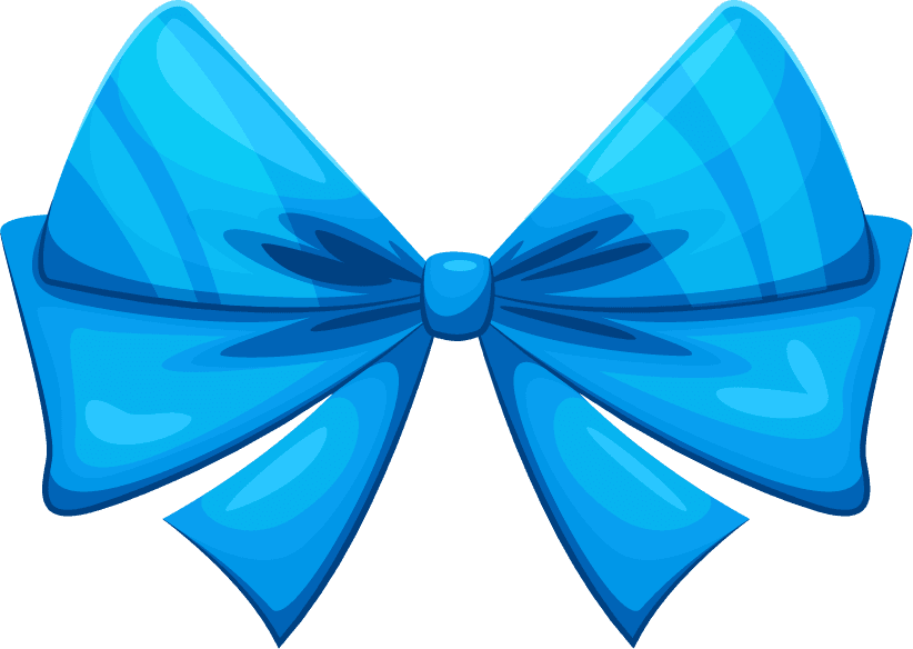 realistic gift ribbon bow illustration in vibrant blue for festive occasions and celebrations