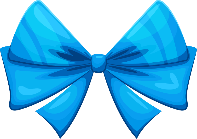 realistic gift ribbon bow illustration in vibrant blue for festive occasions and celebrations
