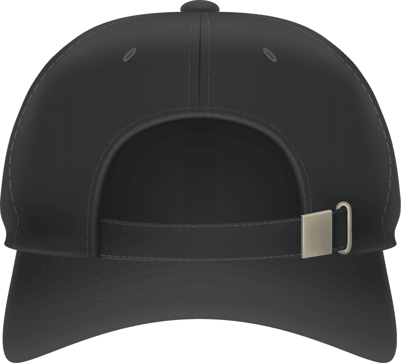 realistic illustration white black textile baseball cap front back side view