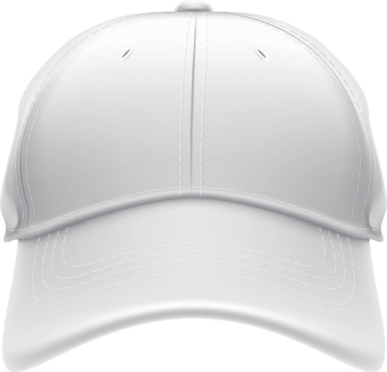 realistic illustration white black textile baseball cap front back side view