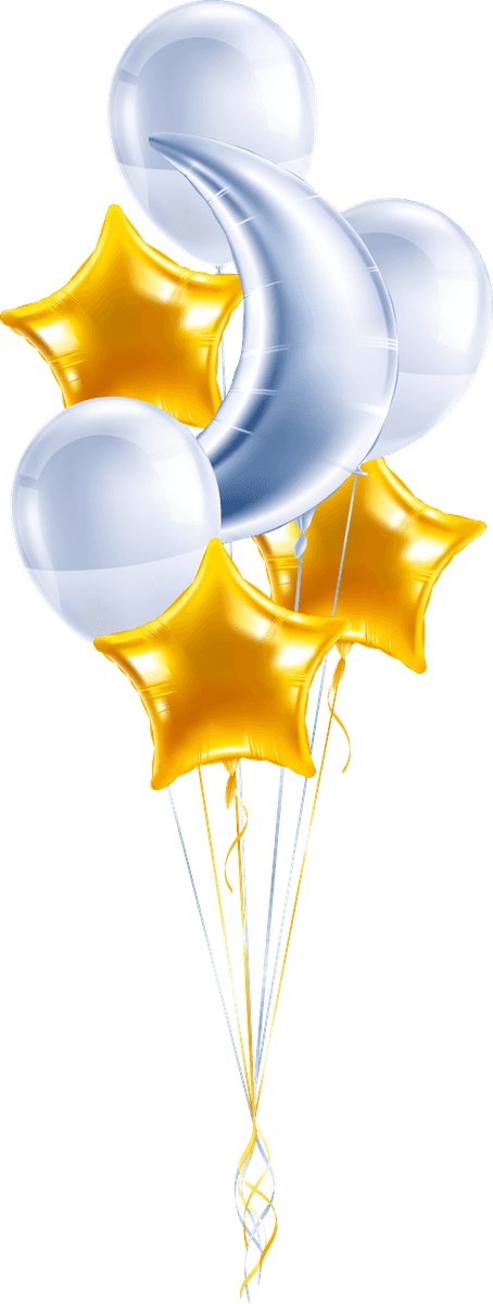 realistic party balloons set with stars and moon for any festive celebration
