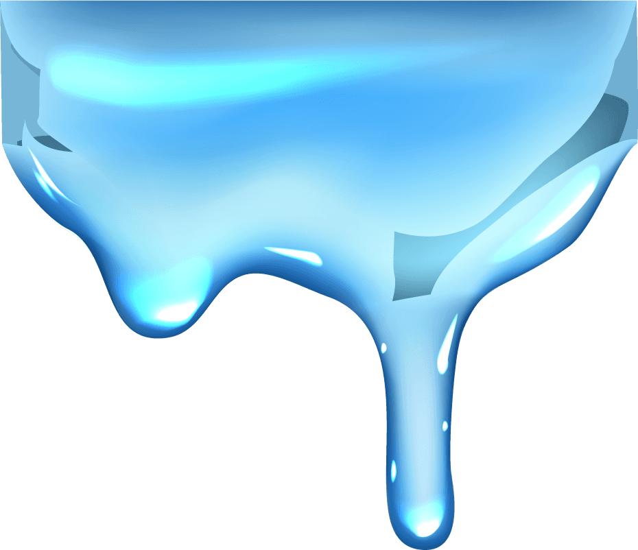 realistic set dripping blue pure water