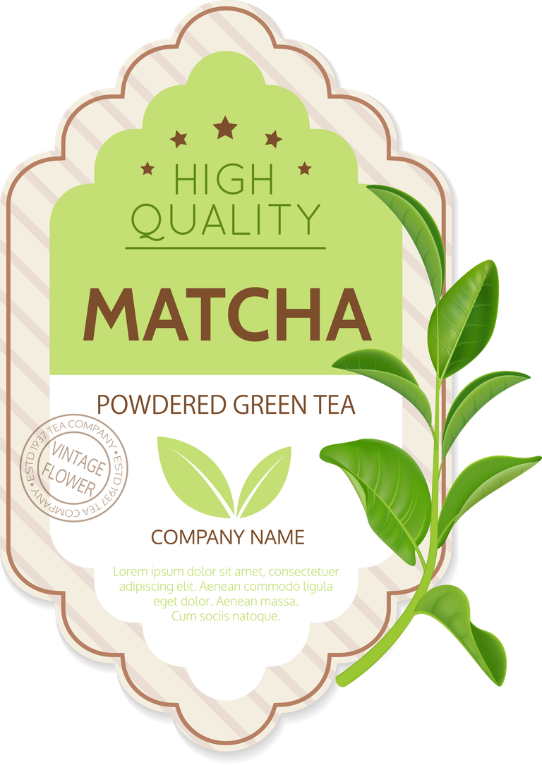 realistic tea leaves labels for matcha powdered green tea with vintage flair and quality assurance