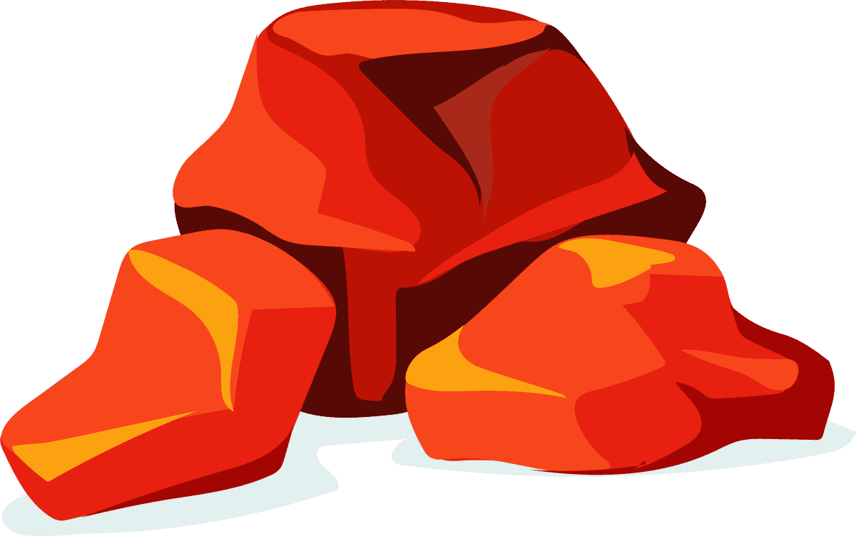 red burning charcoal flat illustration for grilling and outdoor cooking