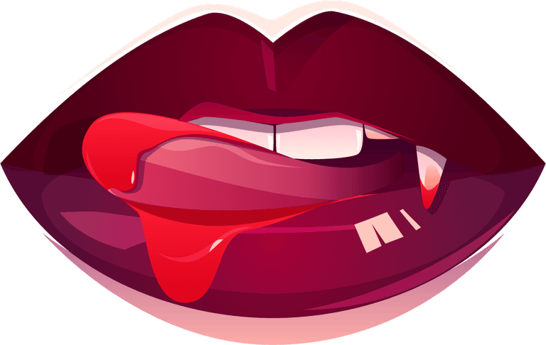 red lips bloody macarong realistic vampire lips set illustration