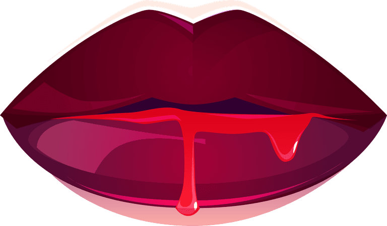 red lips bloody macarong realistic vampire lips set illustration