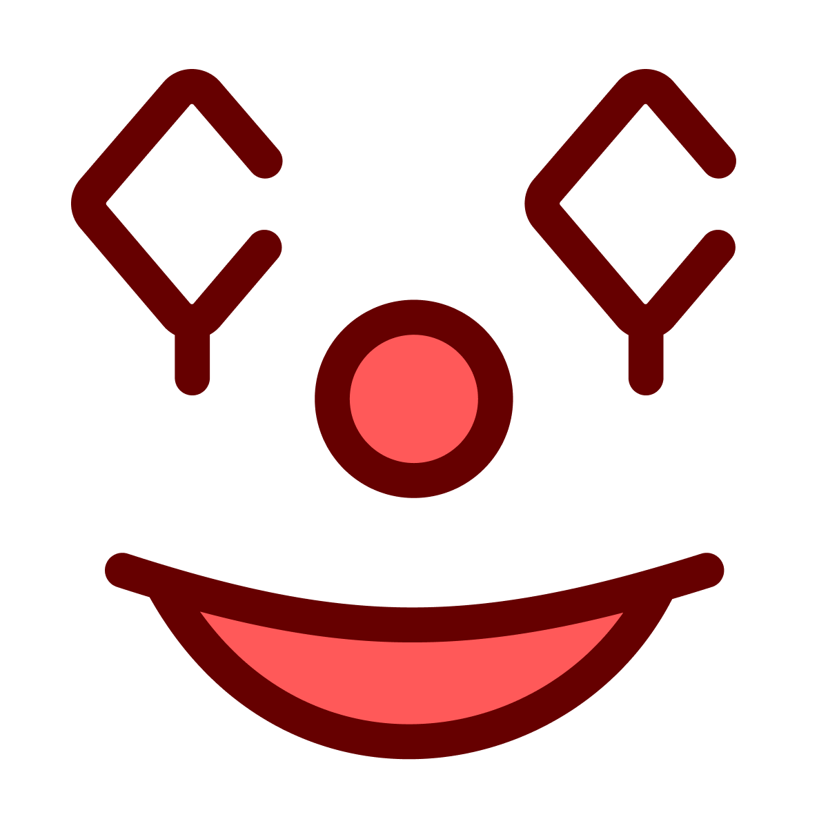 red minimal clown face icon with fun vibe
